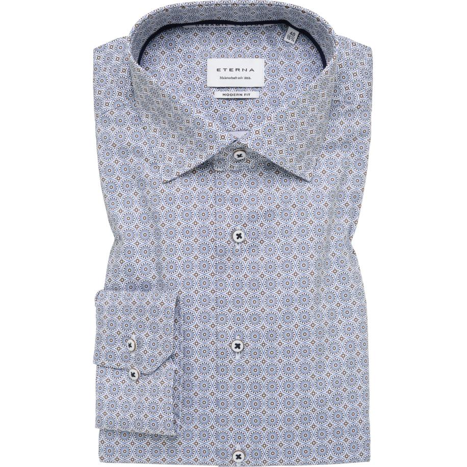 ETERNA Overhemd blauw, Bedrukt Blauw