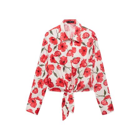 Mango MANGO Blouse POLA donkergroen / rood / lichtrood / wit