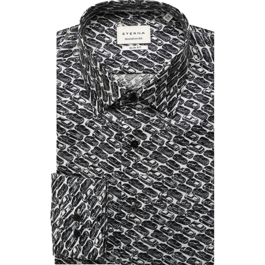ETERNA Overhemd zwart, Bedrukt Zwart