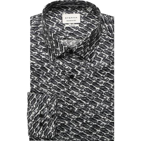 ETERNA Overhemd zwart, Bedrukt