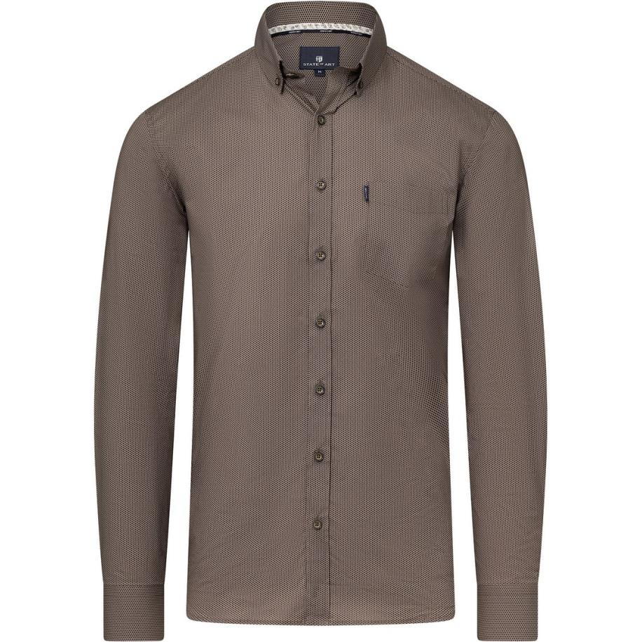 State Of Art Overhemd Print Bruin Bruin