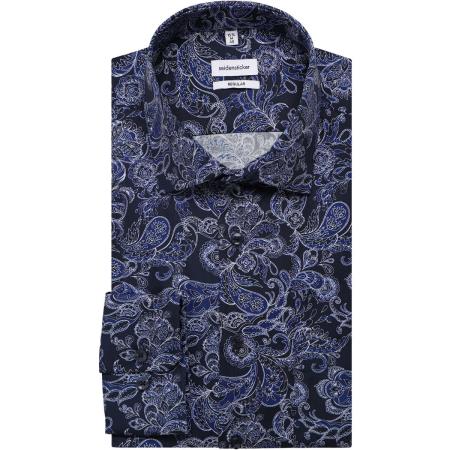 Seidensticker Overhemd donkerblauw, Motief