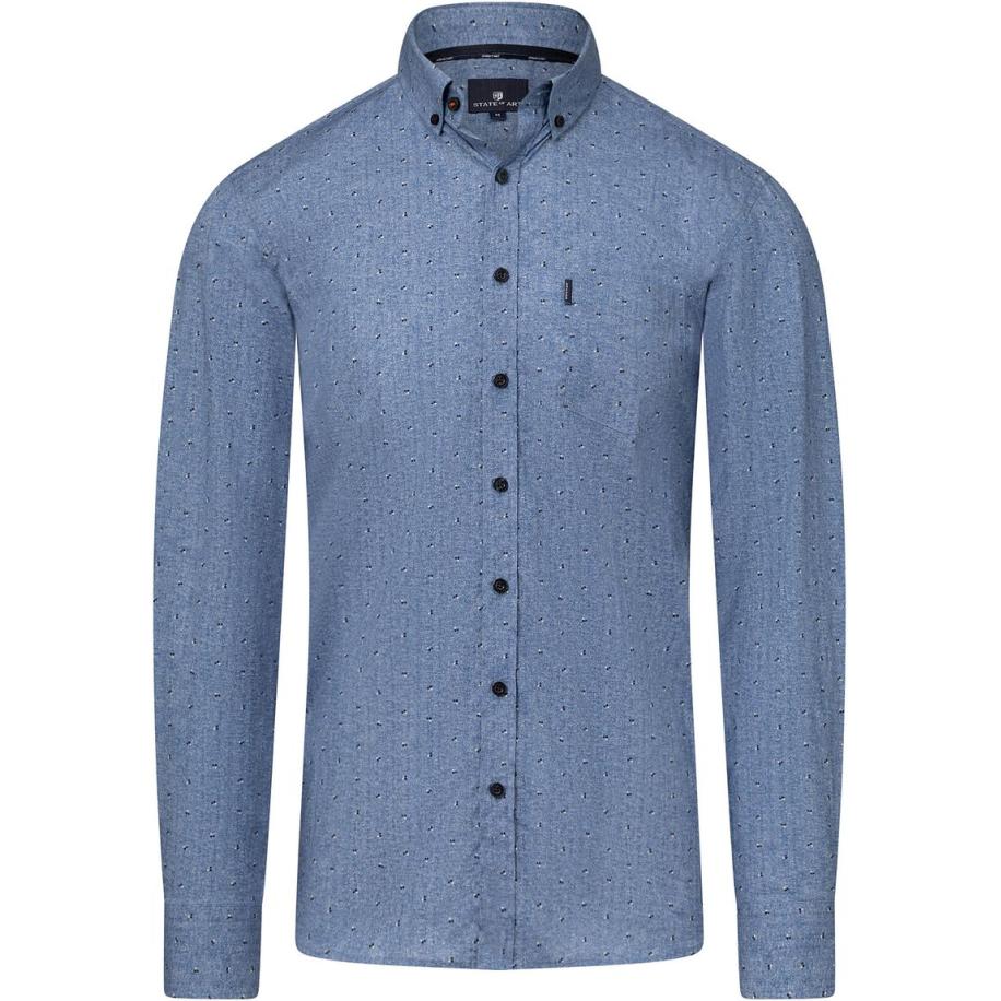 State Of Art Overhemd Print Blauw Blauw