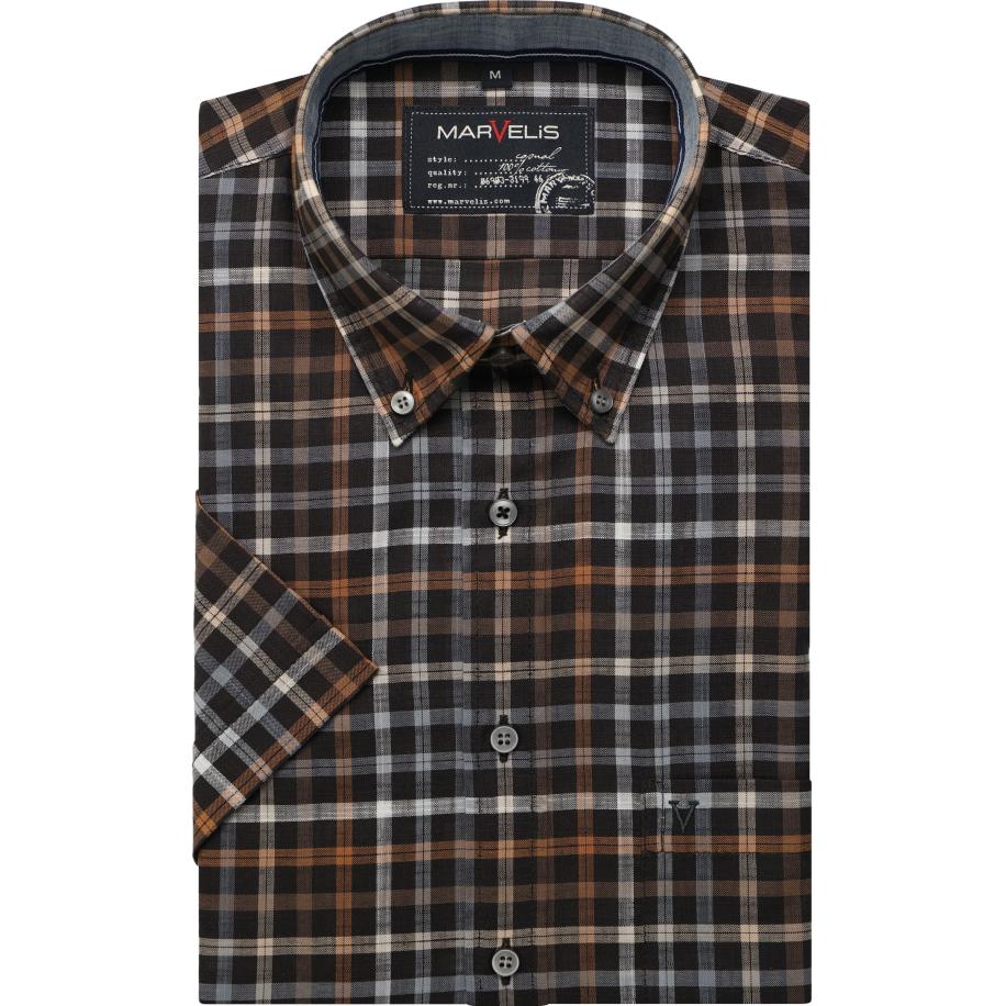 Marvelis Casual Overhemd Korte mouw bruin Bruin