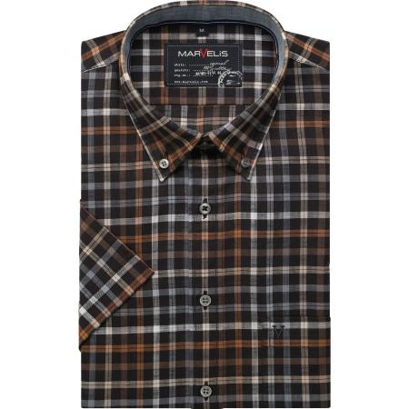 Marvelis Casual Overhemd Korte mouw bruin