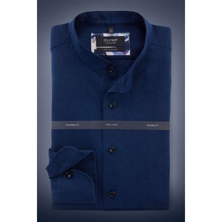 OLYMP SIGNATURE Soft Business Linnen Overhemd donkerblauw, Effen