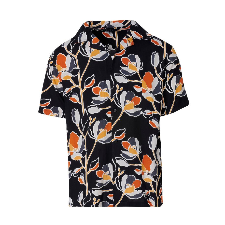 KOROSHI KOROSHI Overhemd donkergrijs / oranje / zwart / wit -