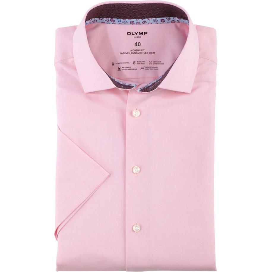 OLYMP Luxor 24/Seven Overhemd Korte mouw lichtroos Multicolor