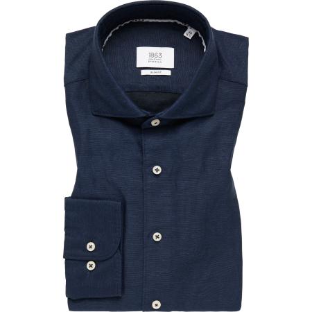 ETERNA 1863 Linnen Overhemd marine, Effen