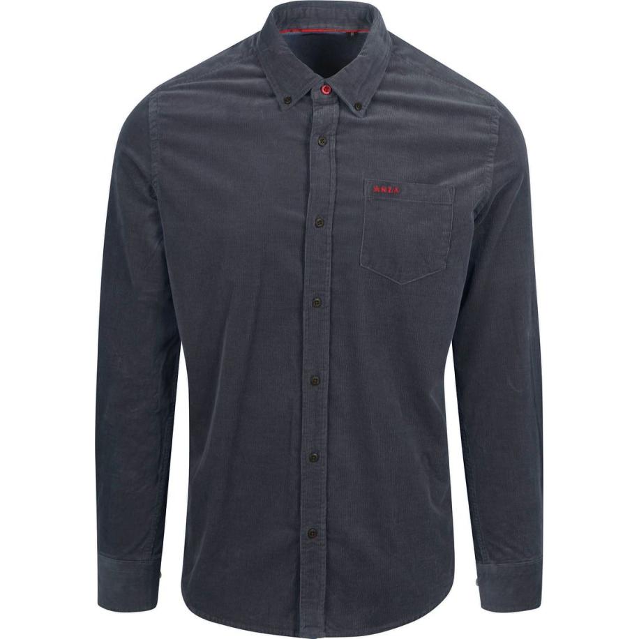 NZA Overhemd Omar Fine Corduroy Navy Blauw