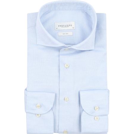 Profuomo Basketweave Overhemd Lichtblauw
