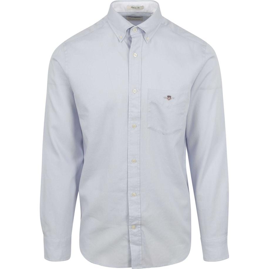 Gant Casual Overhemd Honeycomb Texture Lichtblauw Blauw