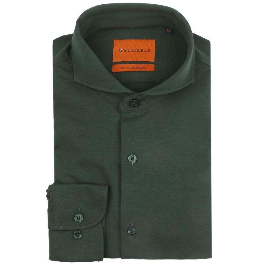 Suitable Sorona Overhemd Donkergroen Groen