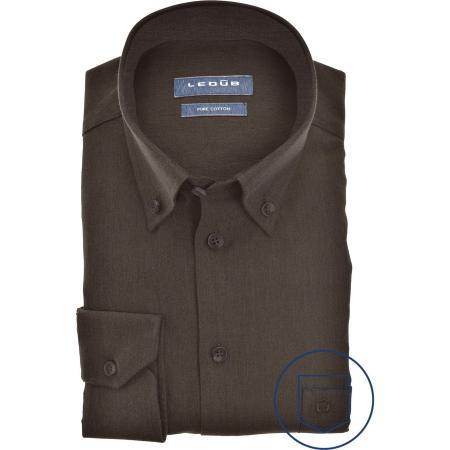 Ledȗb Overhemd bruin, Effen