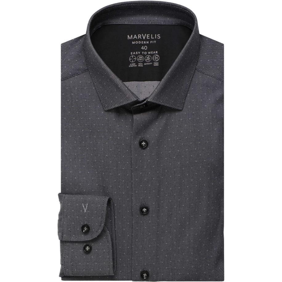 Marvelis Performance Overhemd zwart, Faux-uni Zwart