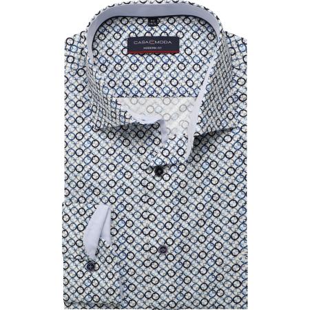 Casa Moda Overhemd blauw, Bedrukt