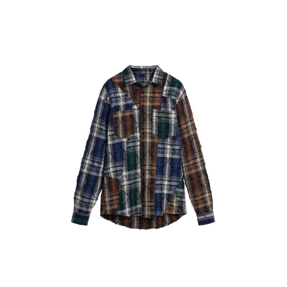 Desigual Desigual Overhemd donkerblauw / roestbruin / wit -