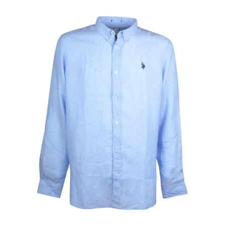 U.S. Polo Assn. Linnen Overhemd blauw, Effen