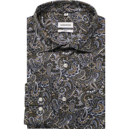 Seidensticker Overhemd groen, Paisley