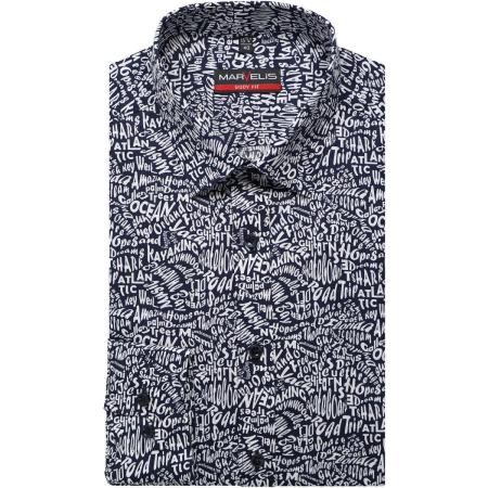 Marvelis Overhemd marine, Bedrukt