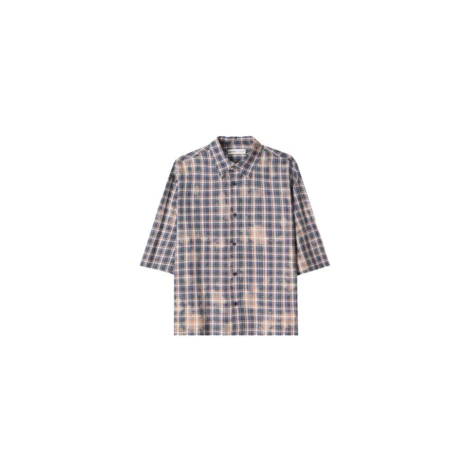 Bershka Bershka Overhemd beige / sand / donkerblauw / karmijnrood -