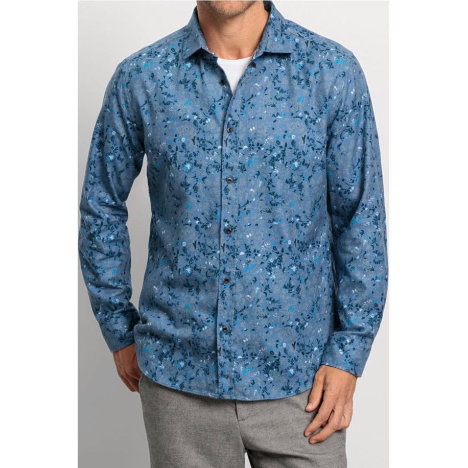 OLYMP Casual Overhemd marine, Bedrukt Blauw