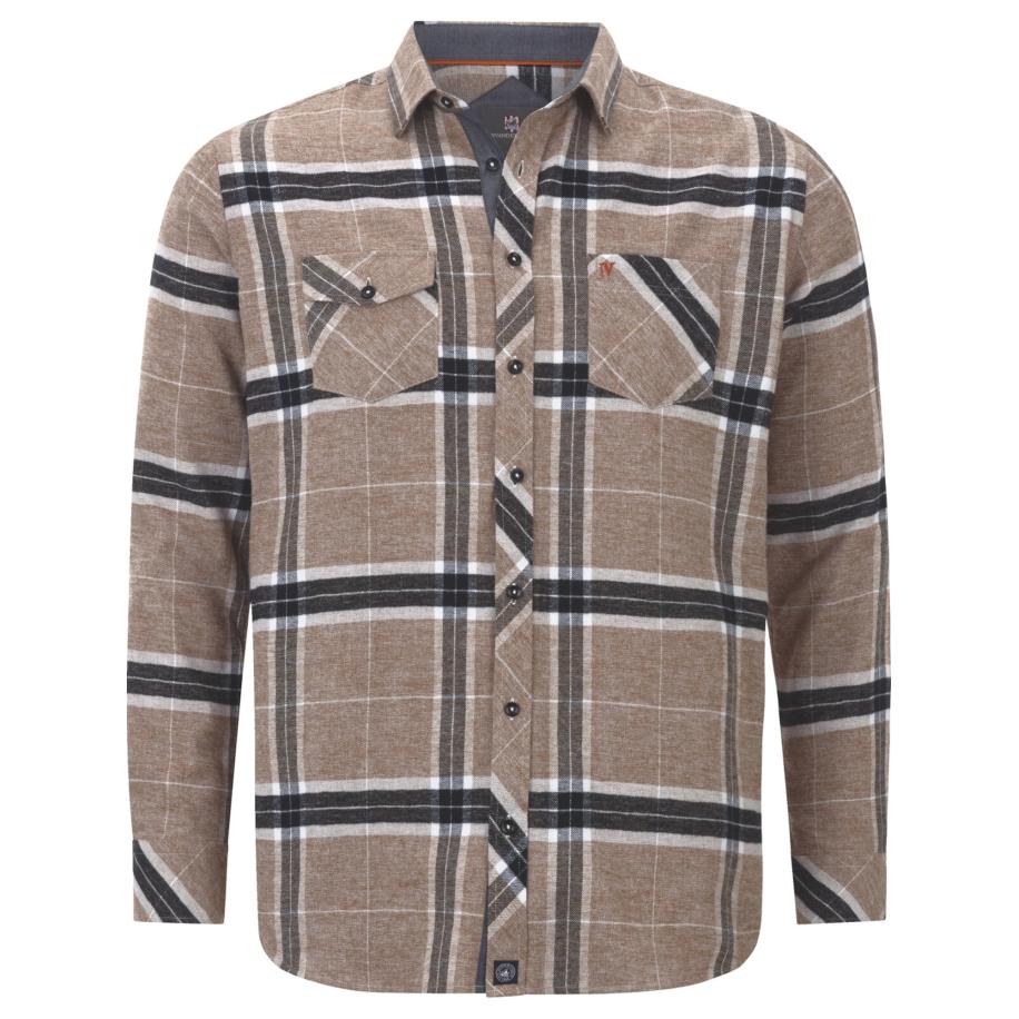 Jan Vanderstorm Flanellen Overhemd bruin, Ruit -