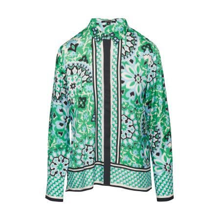 Comma COMMA Blouse lichtblauw / lichtgeel / jade groen / zwart
