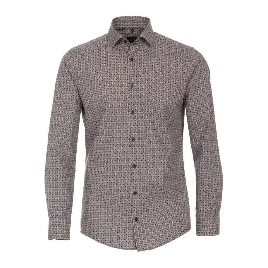 Venti Overhemd bruin, Bedrukt Bruin