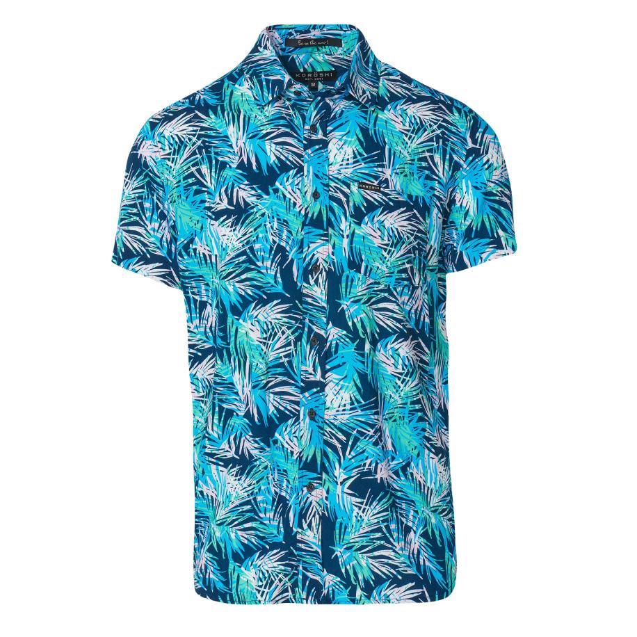 KOROSHI KOROSHI Overhemd aqua / donkerblauw / groen / wit -