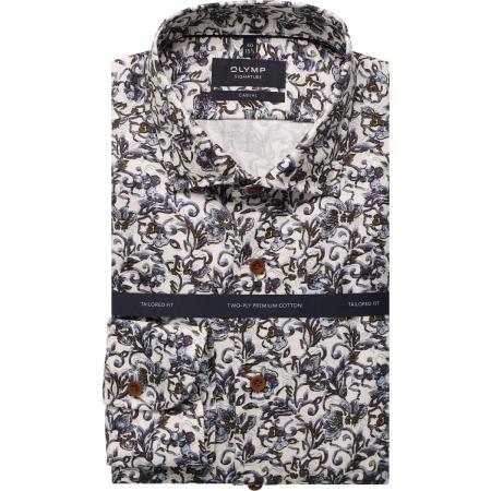 OLYMP SIGNATURE Casual Flanellen Overhemd blauw, Motief