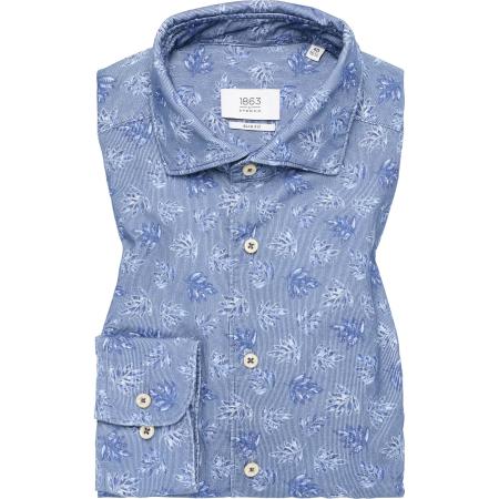 ETERNA 1863 ribfluwelen overhemd donkerblauw, Bedrukt