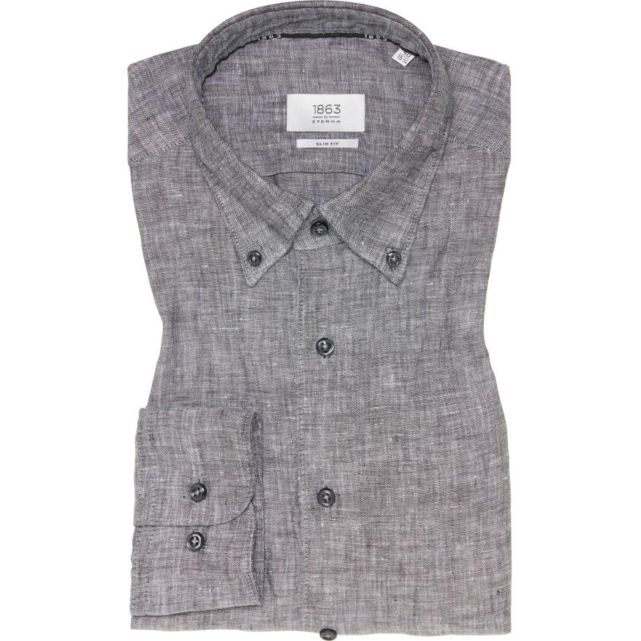 ETERNA 1863 Linnen Overhemd zilver, Effen Multicolor