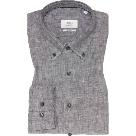 ETERNA 1863 Linnen Overhemd zilver, Effen