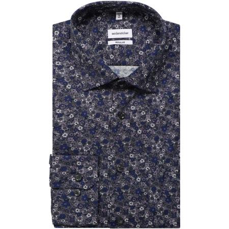 Seidensticker Overhemd grijs, Motief