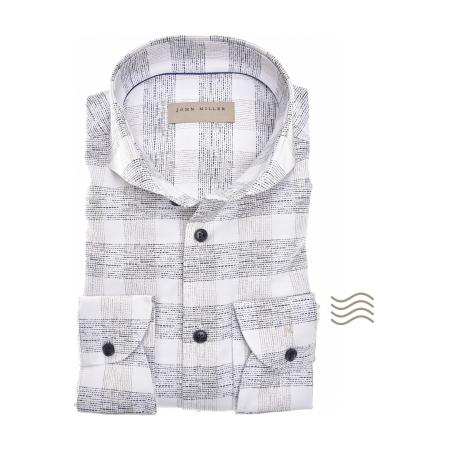 John Miller Overhemd wit/grijs, Ruit