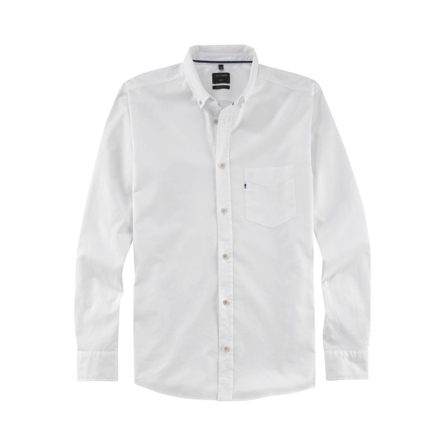 OLYMP Casual Overhemd wit, Effen Wit