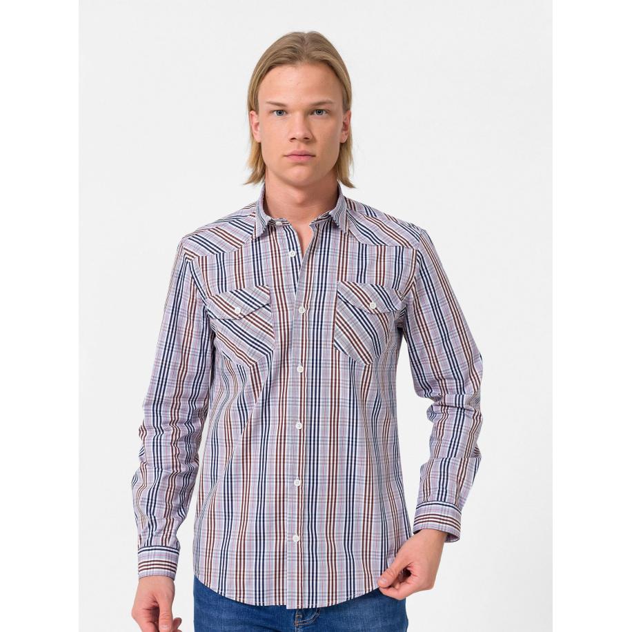 By Diess Collection By Diess Collection Overhemd navy / bruin / grijs -