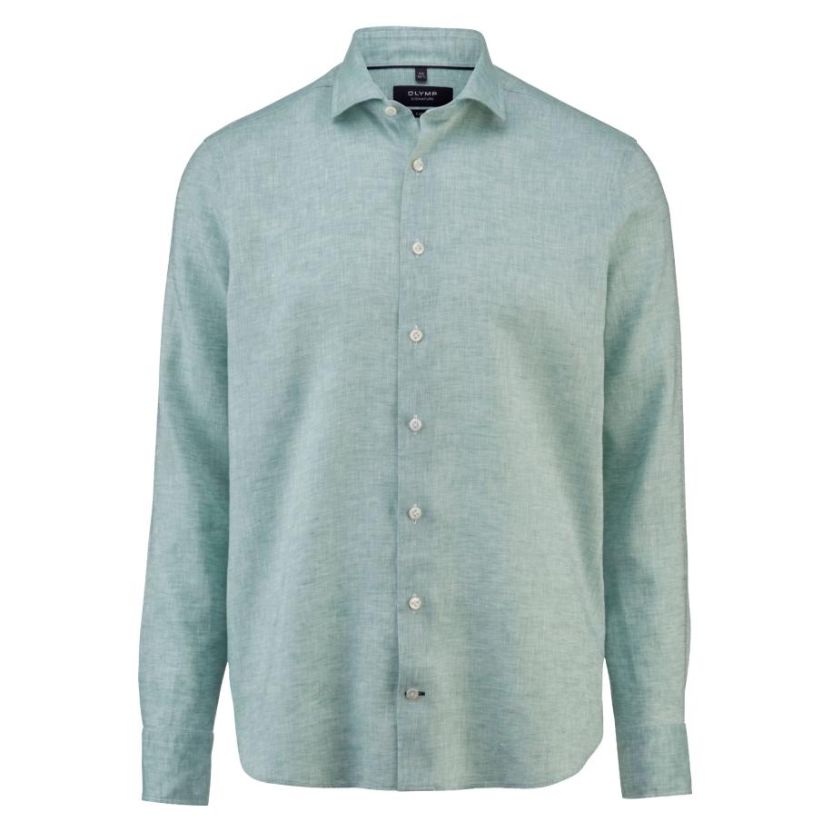 OLYMP SIGNATURE Soft Business Linnen Overhemd groen, Faux-uni Groen