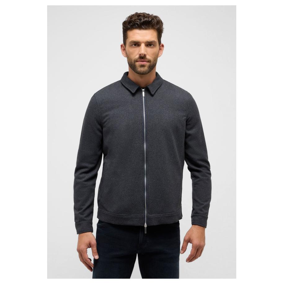 ETERNA 1863 Flanellen Overhemd zilver, Effen Zilver