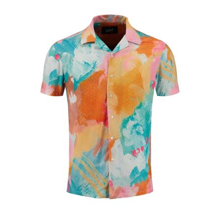 Key Largo Key Largo Overhemd Caracas turquoise / oranje / kreeft / rosa