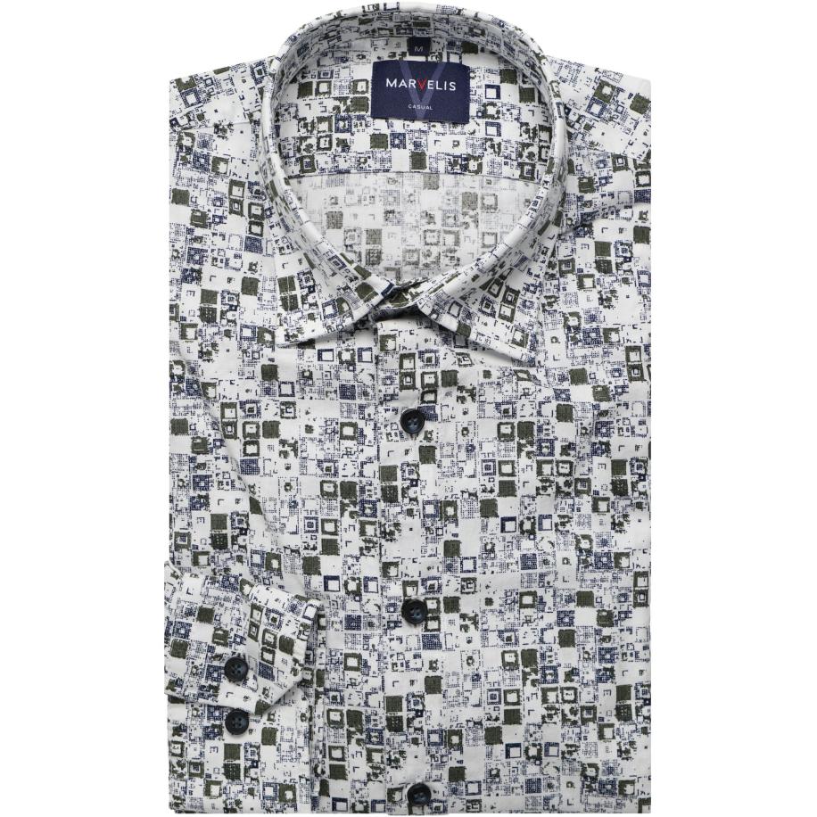 Marvelis Casual Overhemd olijf, Print Groen