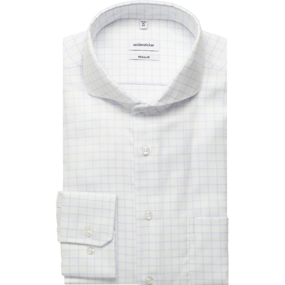 Seidensticker Overhemd wit, Ruit Wit