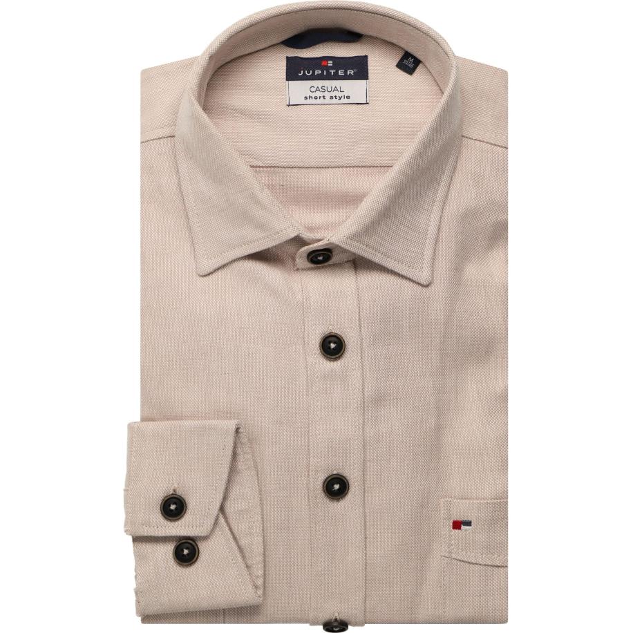 Jupiter Overhemd beige, Effen Bruin