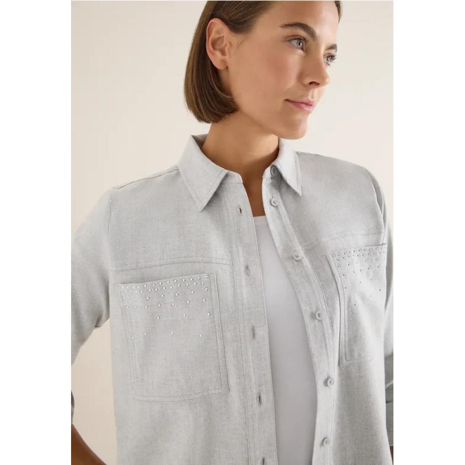 CECIL Flanellen blouse met studs Grijs
