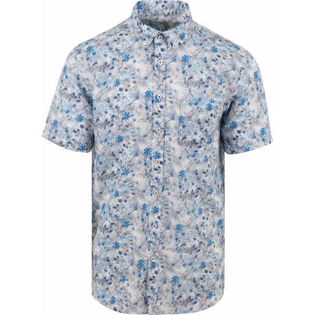 State Of Art Short Sleeve Overhemd Print Bloem Blauw