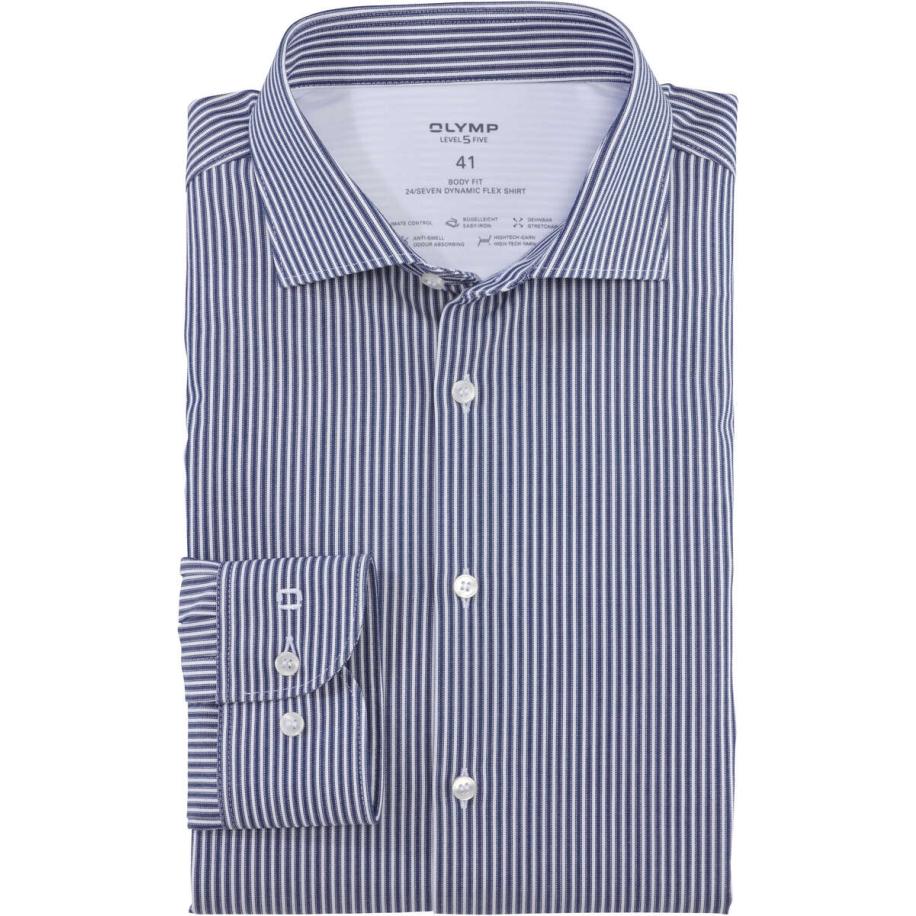 OLYMP Level Five 24/Seven Overhemd marine, Gestreept Blauw