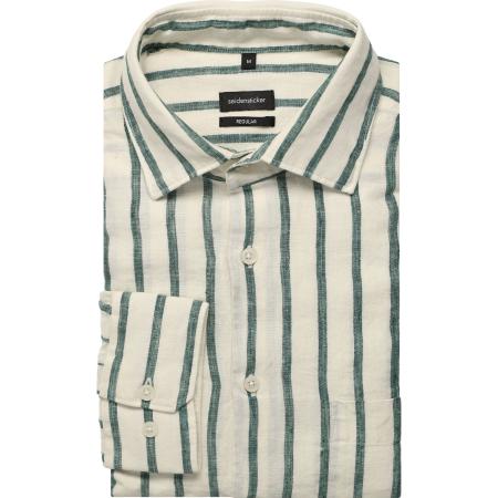 Seidensticker Linnen Overhemd groen, Gestreept