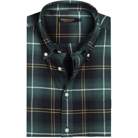 Steppin' Out Flanel Overhemd Ruit Navy Groen