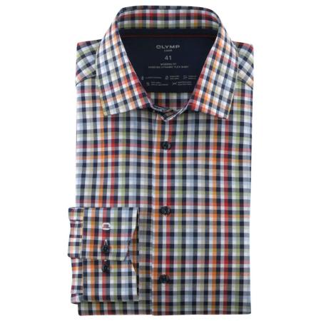 OLYMP Luxor 24/Seven Overhemd blauw/rood/wit, Ruit